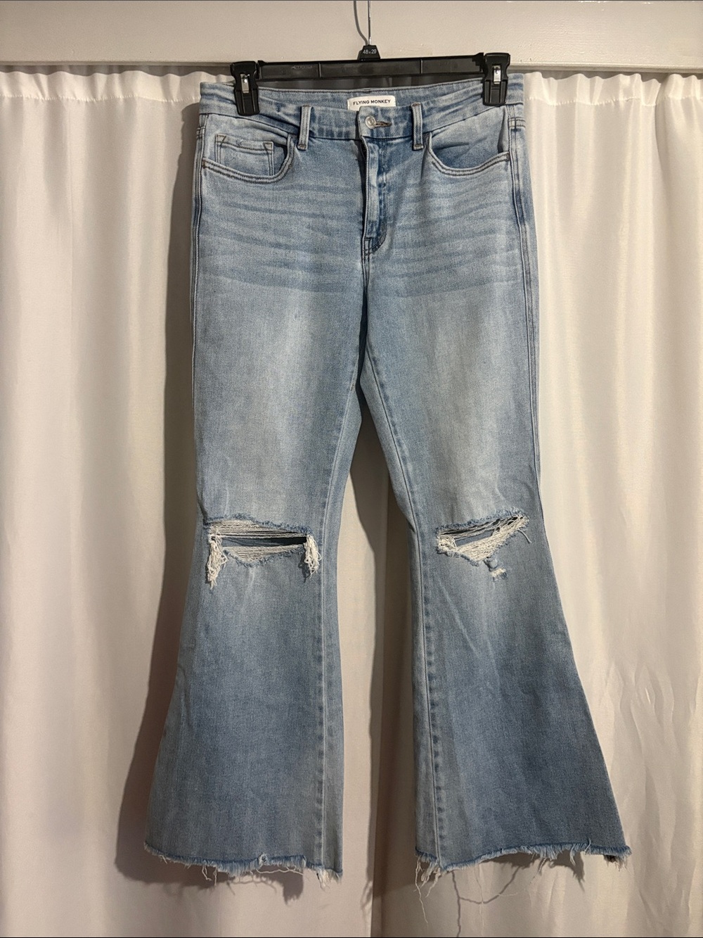 Flying Monkey Light Blue Distressed Flare Jeans